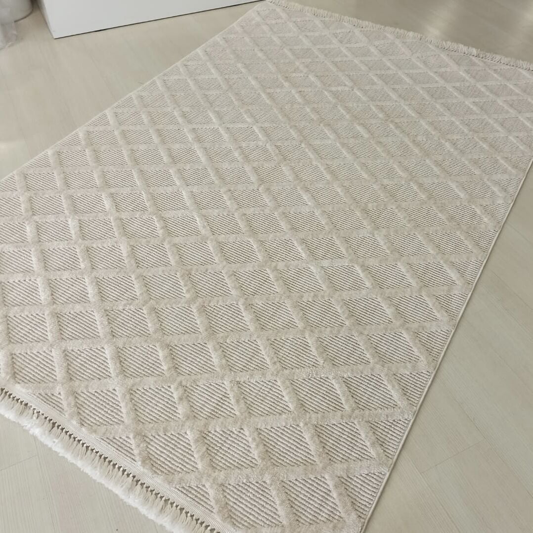 Bukle Koleksiyonu Bej Kesme Halı 0091a