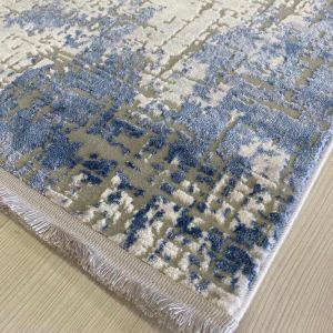 İnci Koleksiyonu 715 Mavi Beyaz Makine Halısı